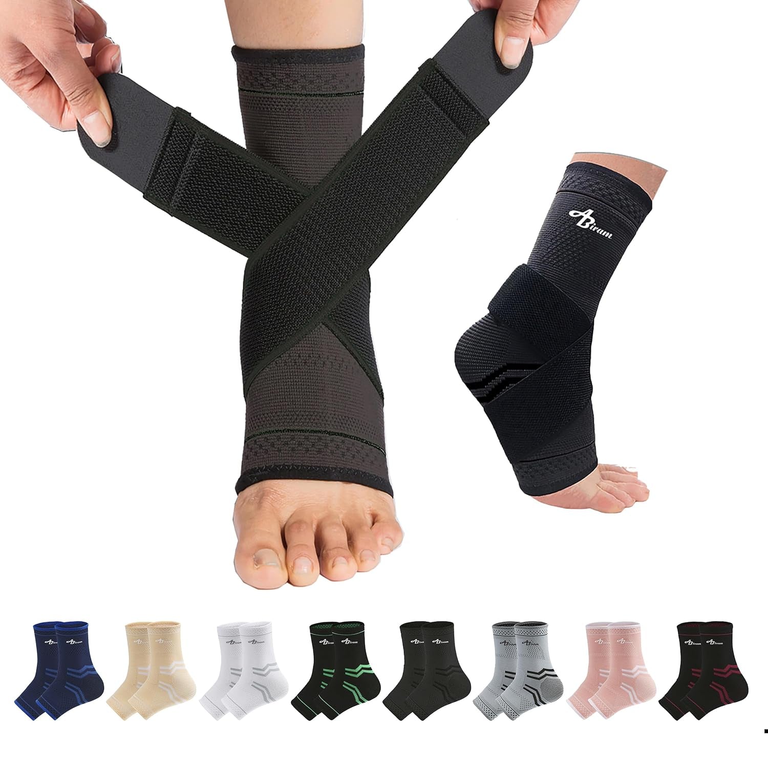 Ankle Brace for Women & Men, Ankle Compression Sleeve, Foot Sleeve with Wrap, Ankle Support, Foot Brace for Sprained Foot & Arch, Plantar Fasciitis Relief Socks, Achilles Tendonitis