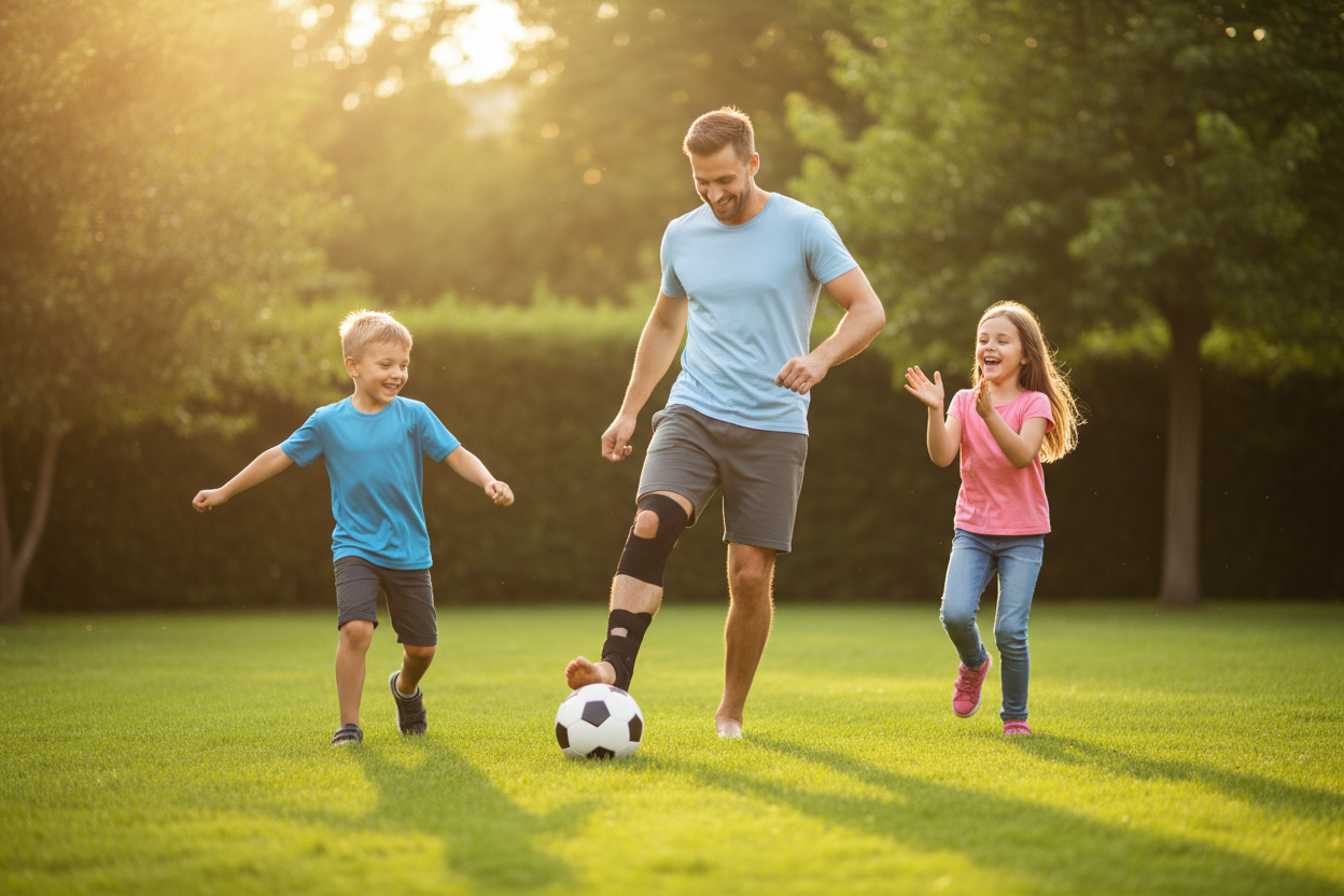 Father playing with kids