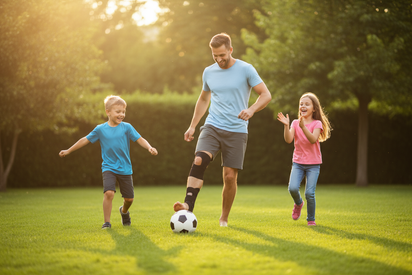 Father playing with kids