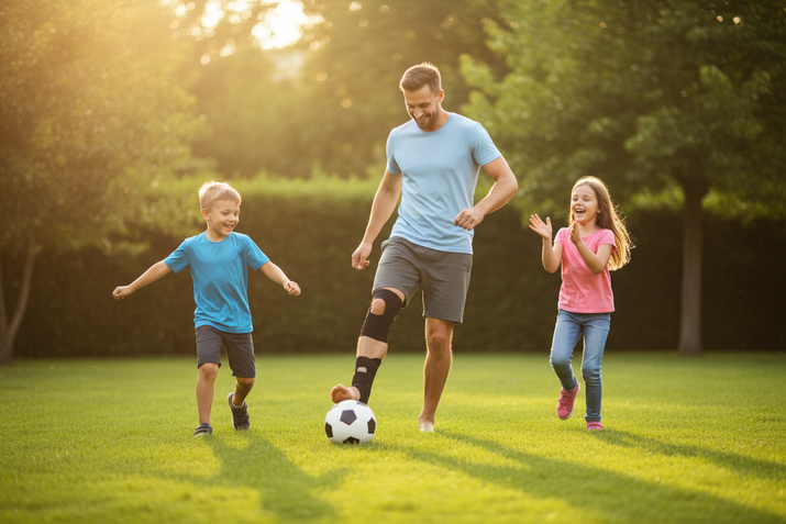 Father playing with kids