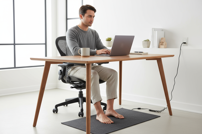 Home office with grounding mat under desk