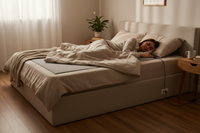 Peaceful bedroom with grounding mat