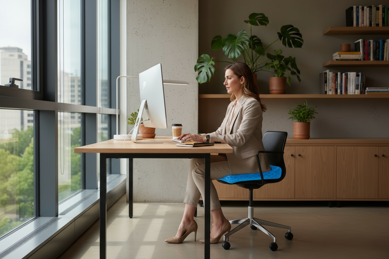 Techyvio ComfortGel™ – Premium Gel Seat Cushion for Long Sitting, Hip & Tailbone Pain Relief, and All-Day Support